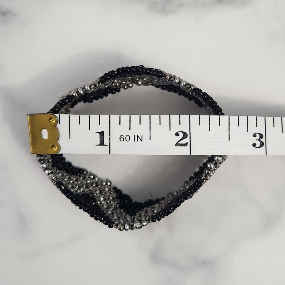 Paparazzi Desert Loom Black, Silver & White Beaded Elastic Bracelet - Picture 8 of 8